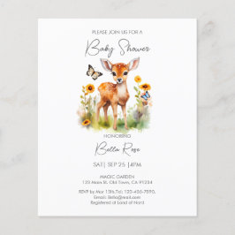 Budget Woodland Hjort Baby Shower-inbjudan