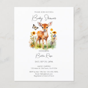 Budget Woodland Hjort Baby Shower-inbjudan