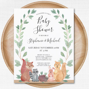 Budget Woodland Par Baby Shower-inbjudan