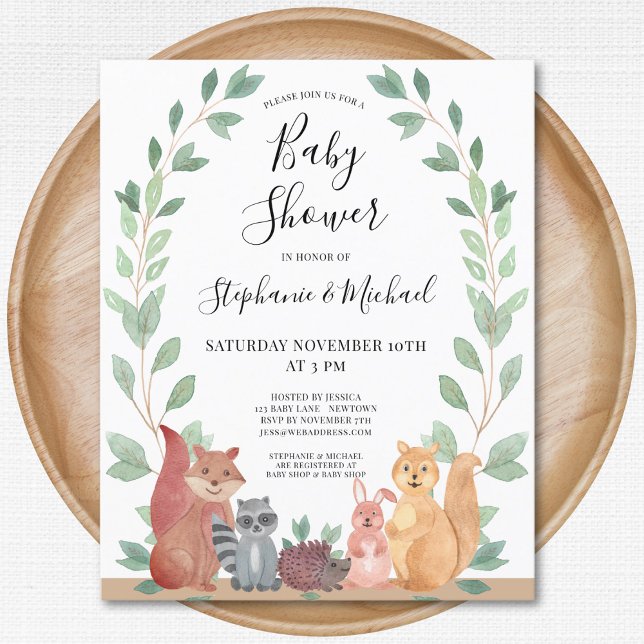 Budget Woodland Par Baby Shower-inbjudan (Skapare uppladdad)
