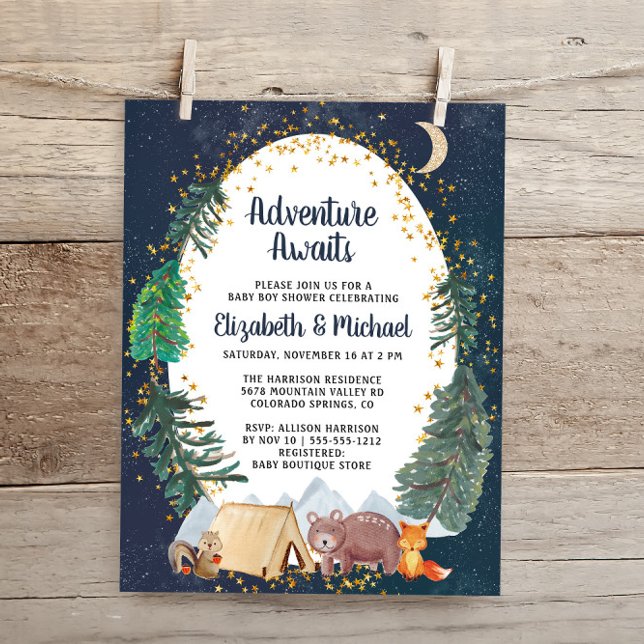 Budget Woodland Par Baby Shower-inbjudan (Skapare uppladdad)