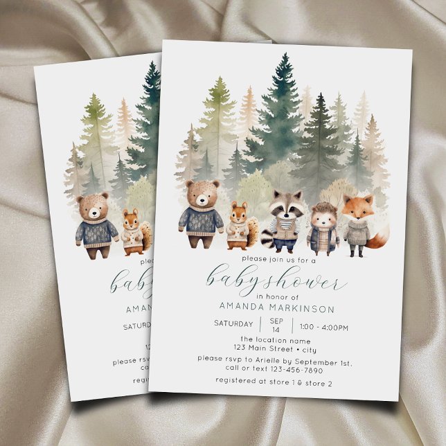 Budget Woodland Watercolor Baby Shower Inbjudningar (Skapare uppladdad)