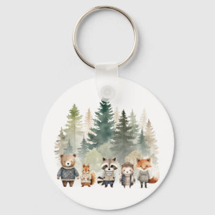 Budget Woodland Watercolor Baby Shower Nyckelring