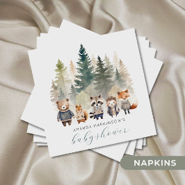 Budget Woodland Watercolor Baby Shower Pappersservett