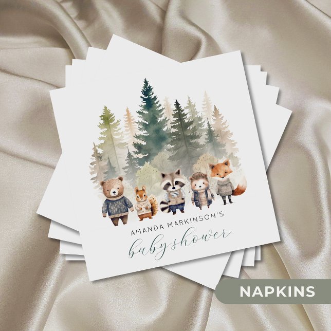 Budget Woodland Watercolor Baby Shower Pappersservett (Skapare uppladdad)