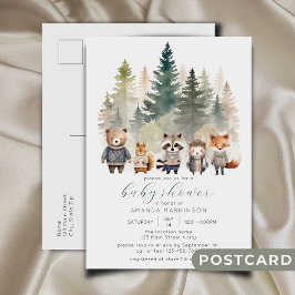 Budget Woodland Watercolor Baby Shower Vykort