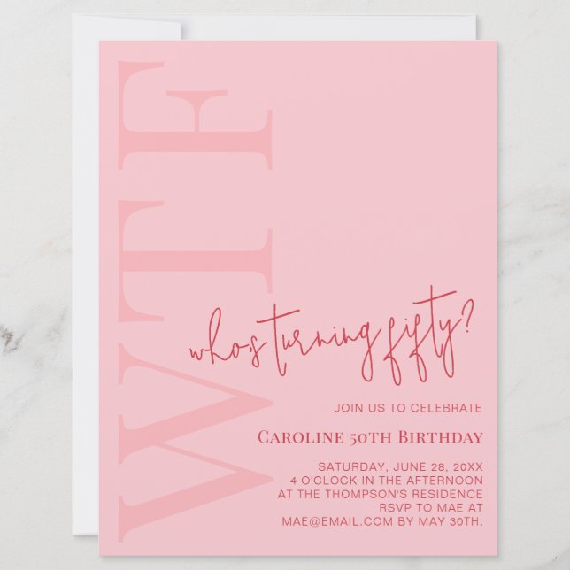 Budget WTF Who's Turning Fifty | Pink Red Birthday (Framsida)