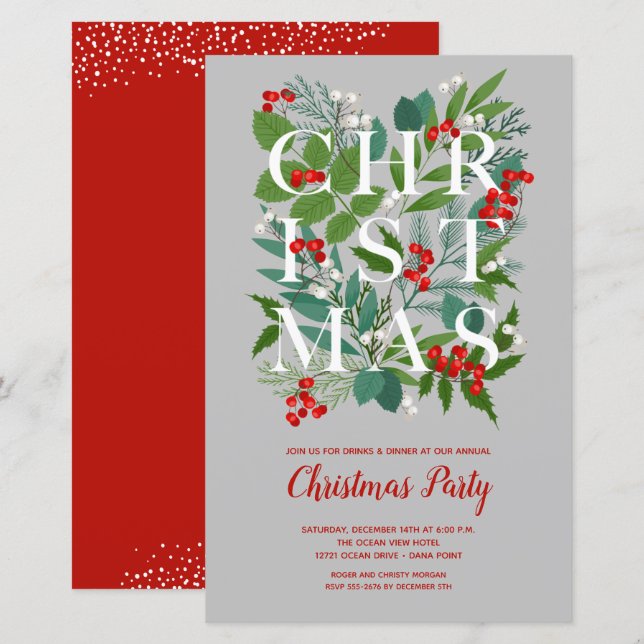 Budgeta Elegantens julgrensinbjudningar (Fram/baksida)