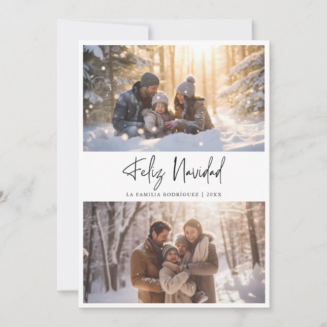 Budgeta Feliz Navidad Spanskt julfoto Julkort (Framsida)