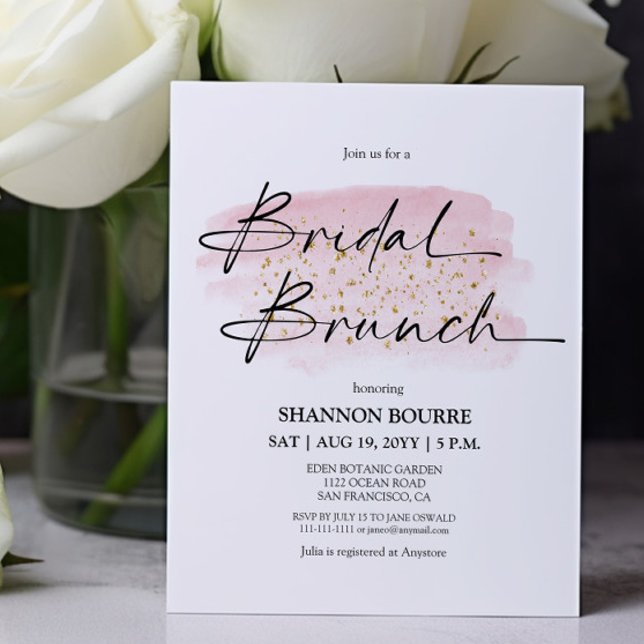 Budgeta Rosa Guld Elegant Möhippa brunch-inbjudan  (Skapare uppladdad)