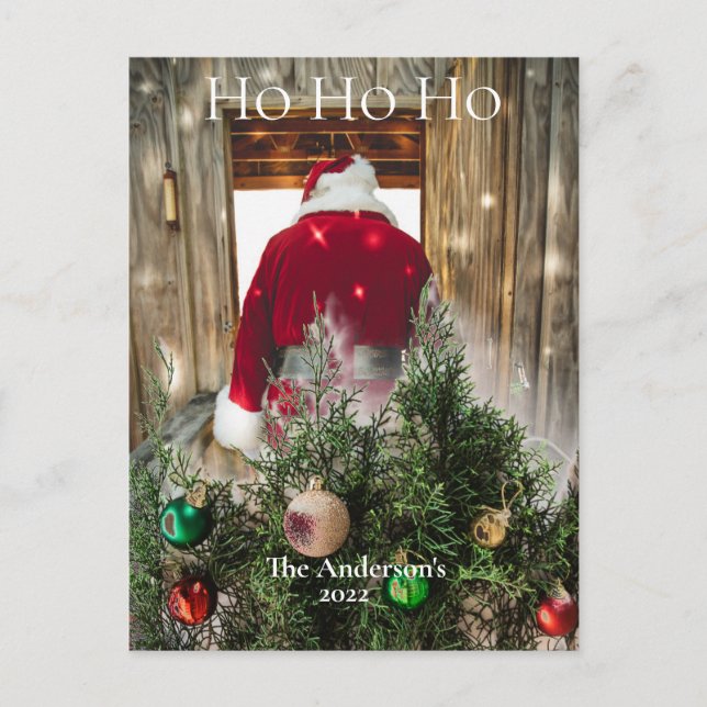 Budgeta Santa Ho Ho Ho Ornaments vykort (Framsida)