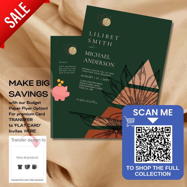 BUDGETAbstrakt Emerald Grönt Pampas Grass Bröllop Flygblad (Skapare uppladdad)