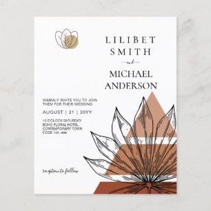 BUDGETAbstrakten Terracotta Pampas Grass Bröllop Flygblad