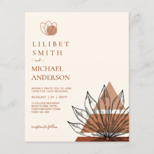 BUDGETAbstrakten Terracotta Pampas Grass Bröllop Flygblad