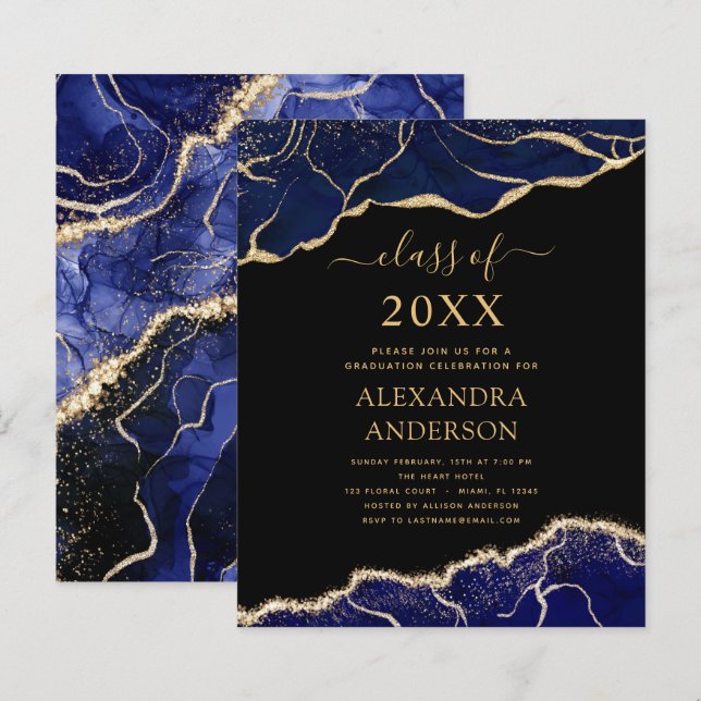 Budgetagate Studenten-klass för 2022 års marinblåt (Fram/baksida)