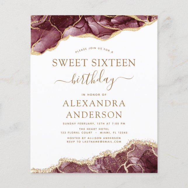 Budgetagate Sweet 16 Burgundy Guld (Framsida)