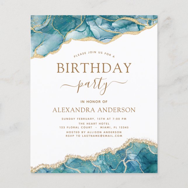 Budgetagate Turcos Födelsedagsfest Guld Flygblad (Framsidan)