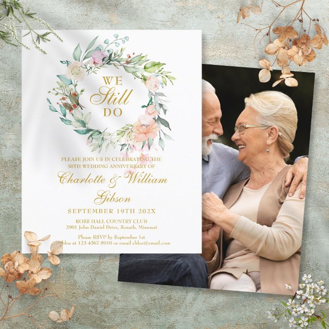 Budgetannonsdag - inbjudan till förnyelse av foto (Budget Anniversary Vow Renewal Photo Invitation)