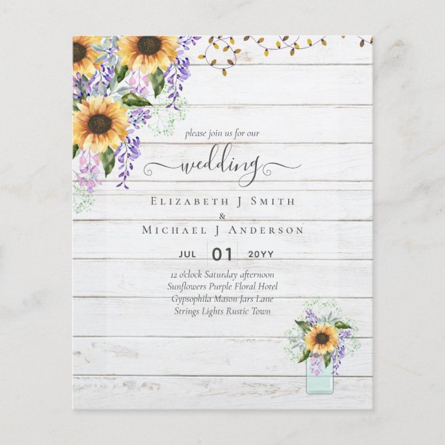 BUDGETANVISNINGAR Rustic Sunblommors CHIC Flygblad (Framsidan)
