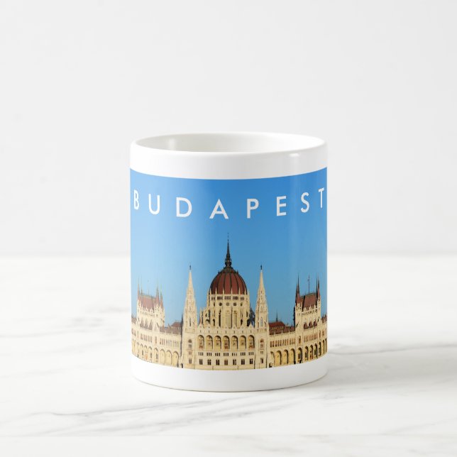 Budgetapest, hungrig parlaments palats arkitektur kaffemugg (Center)