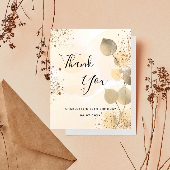 Budgetår 50 eukalyptus glitter tack. (Skapare uppladdad)