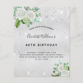 Budgetår silver glitter blommigt greenery