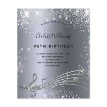 Budgetår silver musik noter metall glitter