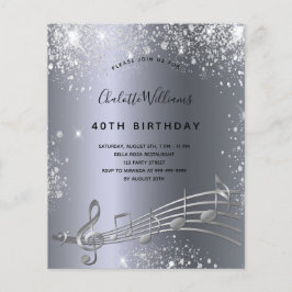 Budgetår silver musik noter metall glitter