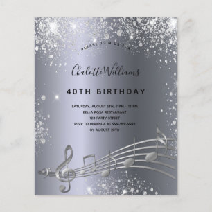 Budgetår silver musik noter metall glitter