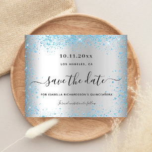 Budgetåret Quinceanera silver blå spara datumet