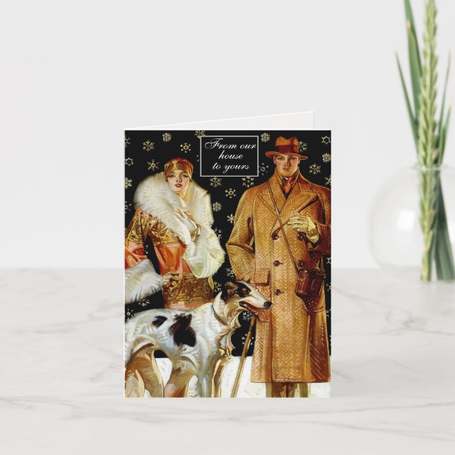 Budgetart Deco-Eleganten jul par Helgkort (Framsida)