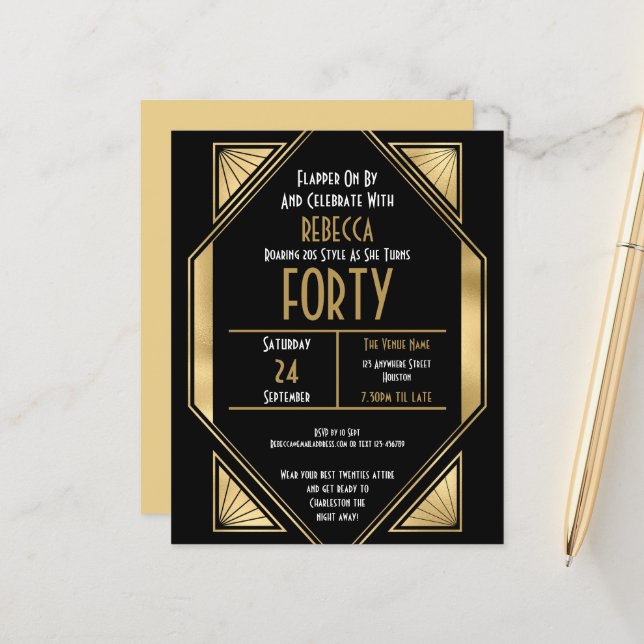Budgetartikel Deco 40:e födelsedagen Guld Black In (Fram/Back In Situ)