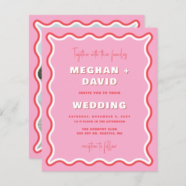 Budgetåterställning Vågigt Curve Rosa Red Photo Br (Fram/baksida)