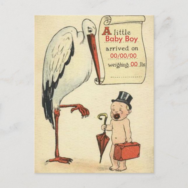 BUDGETBABY SHOWER-inbjudningspojke Inbjudan Vykort (Framsida)