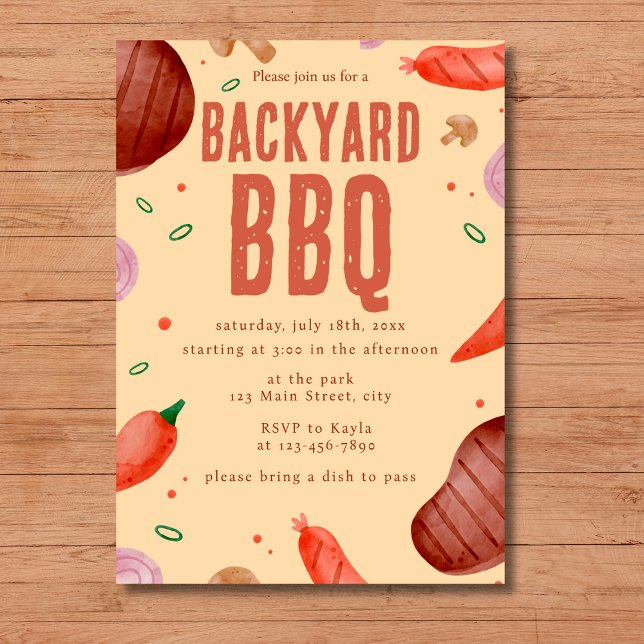 Budgetbakgård BBQ Fars dag Party Inbjudningar (Skapare uppladdad)
