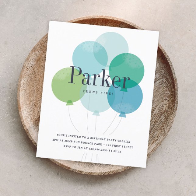 Budgetballong födelsedagsfest inbjudan (Skapare uppladdad)