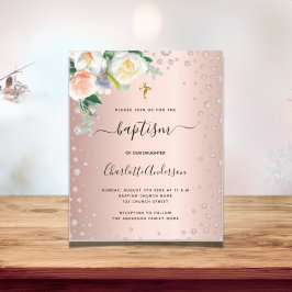 Budgetbaptism blommigt ro guld rosa flicka elegant