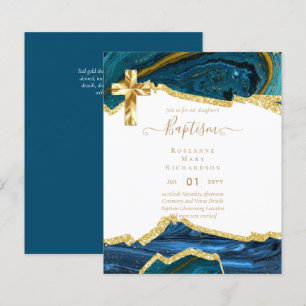 BUDGETBAPTISM CHRISTENING-inbjudan AGATE GULD