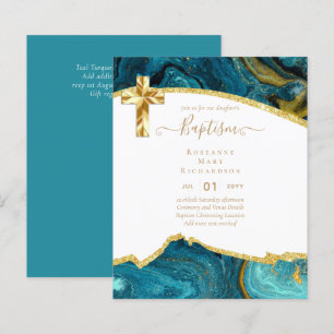 BUDGETBAPTISM CHRISTENING-inbjudan AGATE GULD