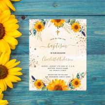 Budgetbaptism: solblommor eukalyptus guld glitter