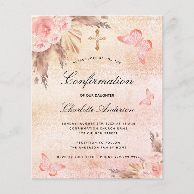 Budgetbekräftelse  gräs av fjärilspampas (Framsida)