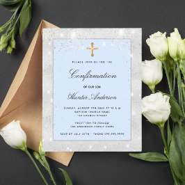 Budgetbekräftelse silver blå glitter-pojken kor