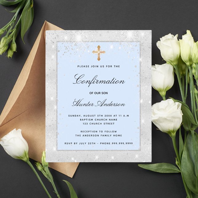 Budgetbekräftelse silver blå glitter-pojken kor (Skapare uppladdad)