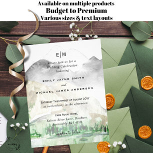 Budgetberget Gräs Träd Winter Wedding Inbjudan Flygblad