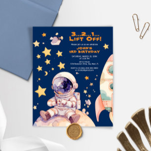Budgetblå rymdstjärna Galaxy Astronaut-födelsedag