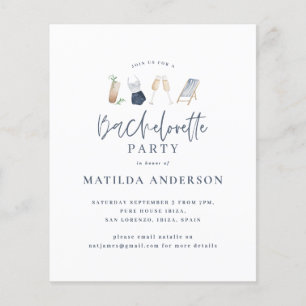 budgetblått bachelorette helg på resvägen inbjudan