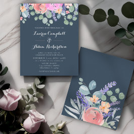 Budgetblått Blommigt och eukalyptus Vattenfärg Brö