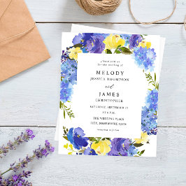 Budgetblått Lila och Gult Blommigt Bröllop