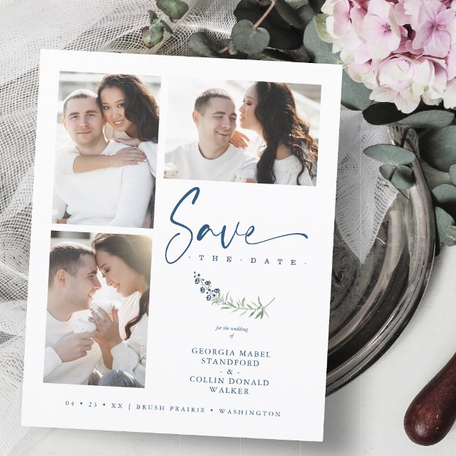 Budgetblått Trendig Grenar Bröllop 3-foton (Skapare uppladdad)