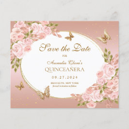 BUDGETBlommigt  Rosa Guld Butterfly Mis Quince